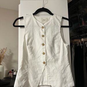 Wilfred Cream Sleeveless Button-Up Blouse